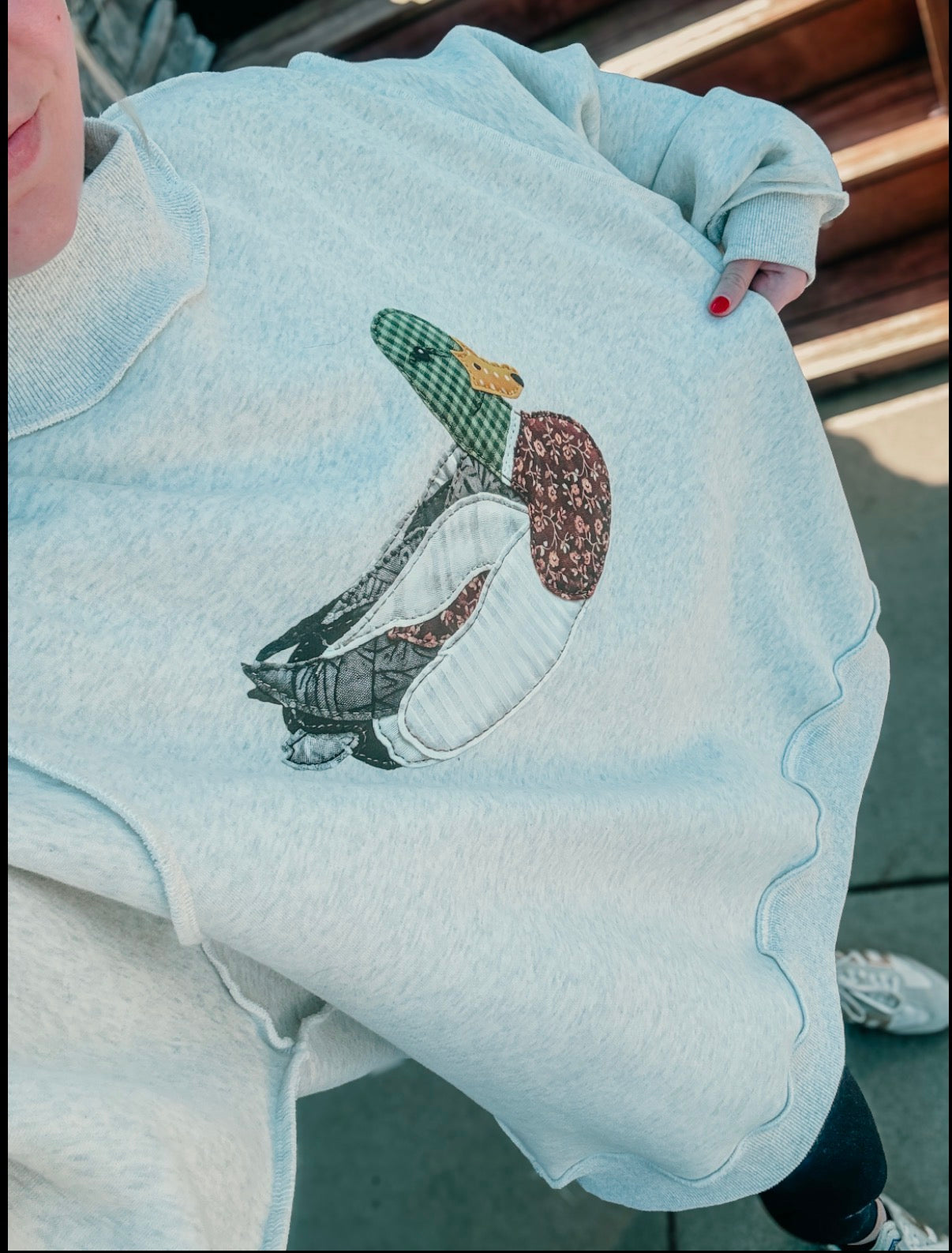 Quilted Duck Mock Neck Sweatshirt