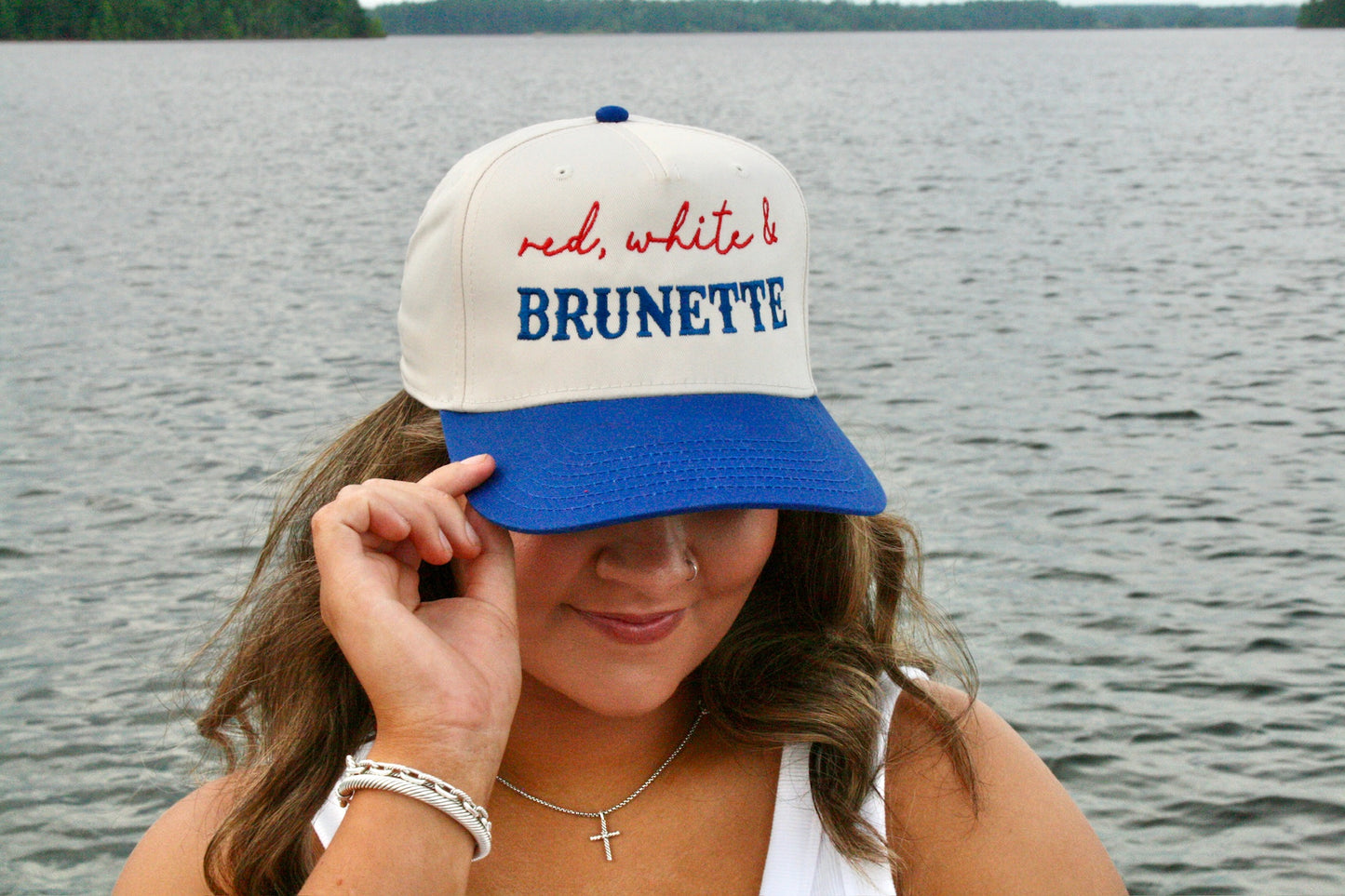 Red, White, & Brunette Hat