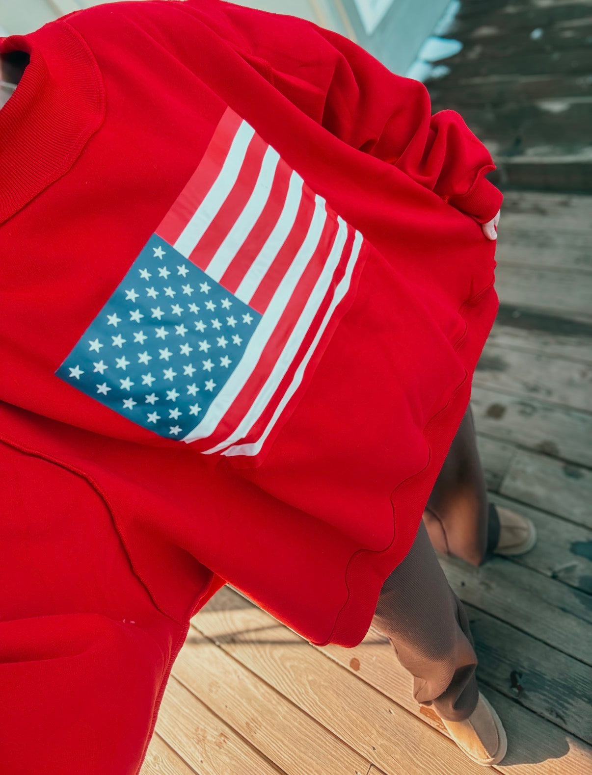 USA & Flag Reversible Mock Neck Sweatshirt