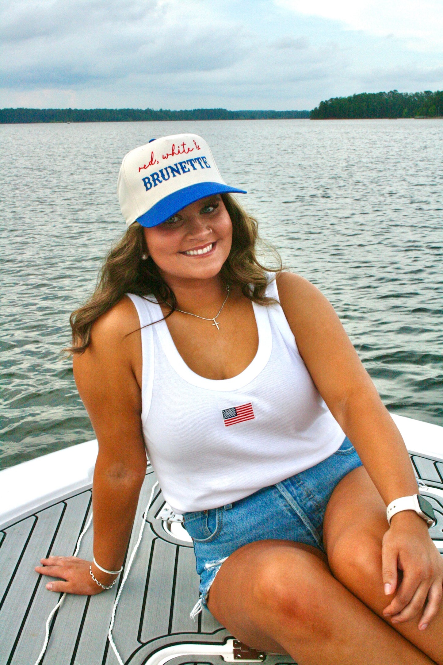 Red, White, & Brunette Hat