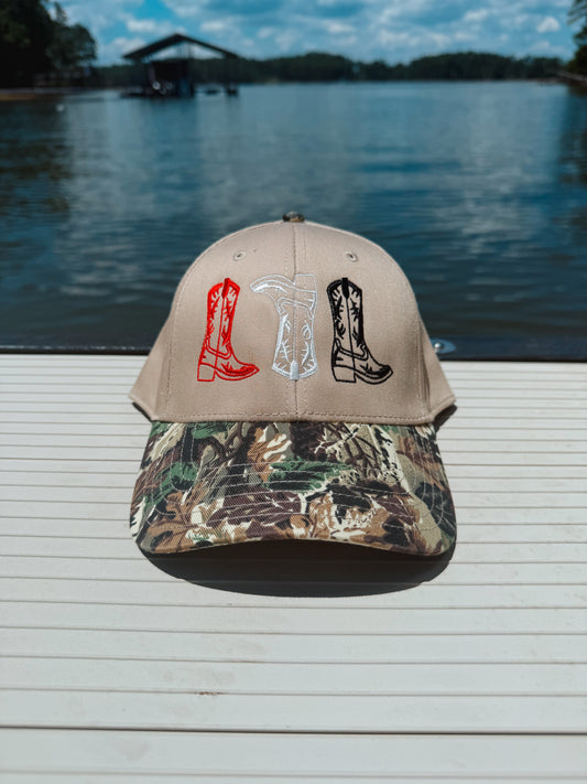 Red, Black, & White Cowgirl Boot Hat