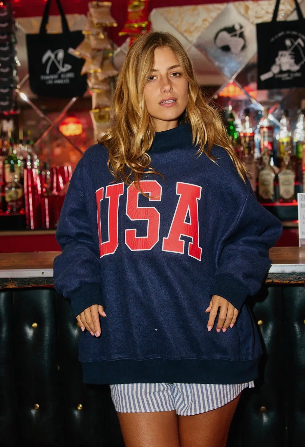USA & Flag Reversible Mock Neck Sweatshirt